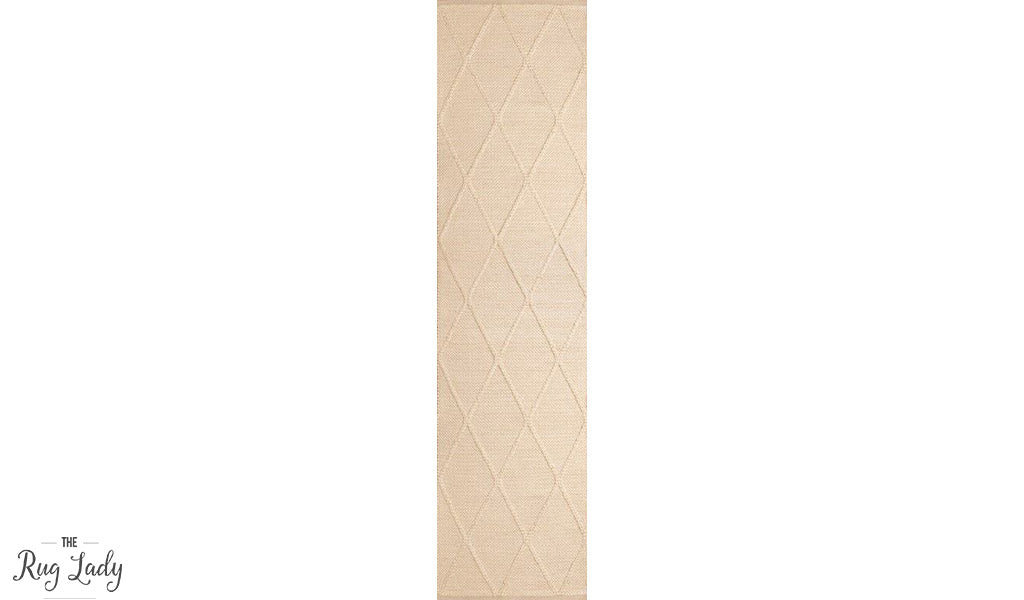 Darcy Diamond Cream Felted Wool Hallway Runner Rug