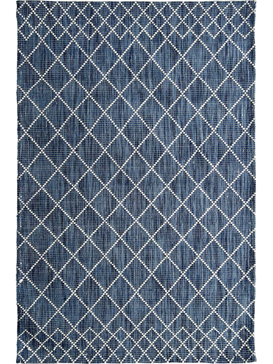 Clare Blue Diamond Lattice Wool Rug