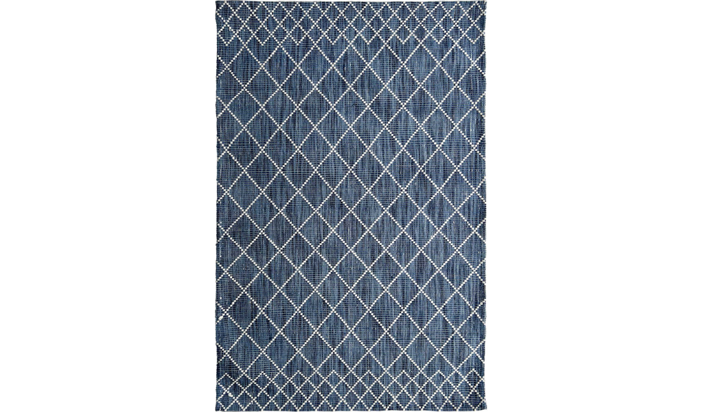 Clare Blue Diamond Lattice Wool Rug