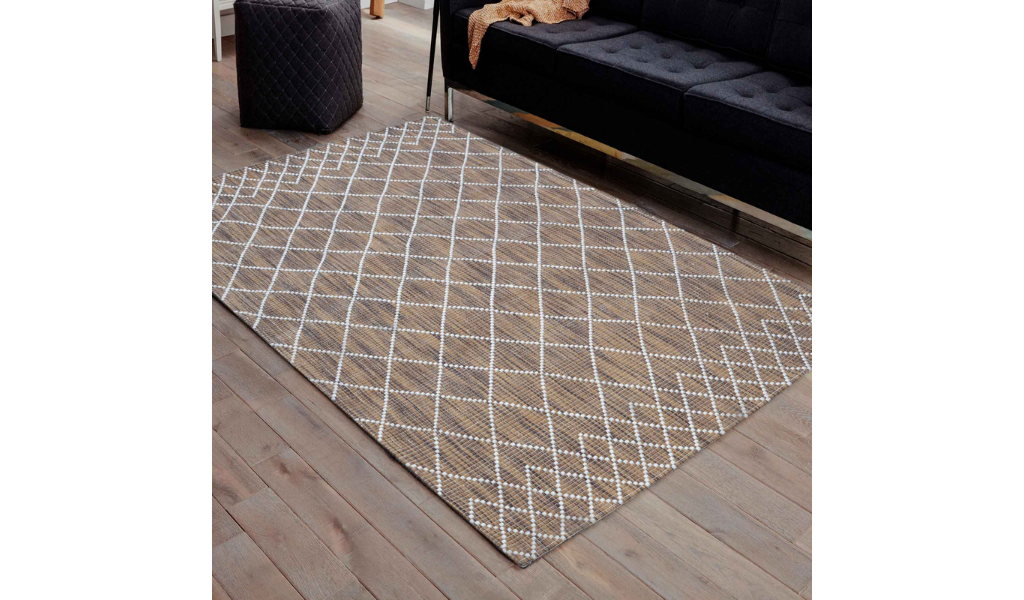 Clare Brown Diamond Lattice Wool Rug