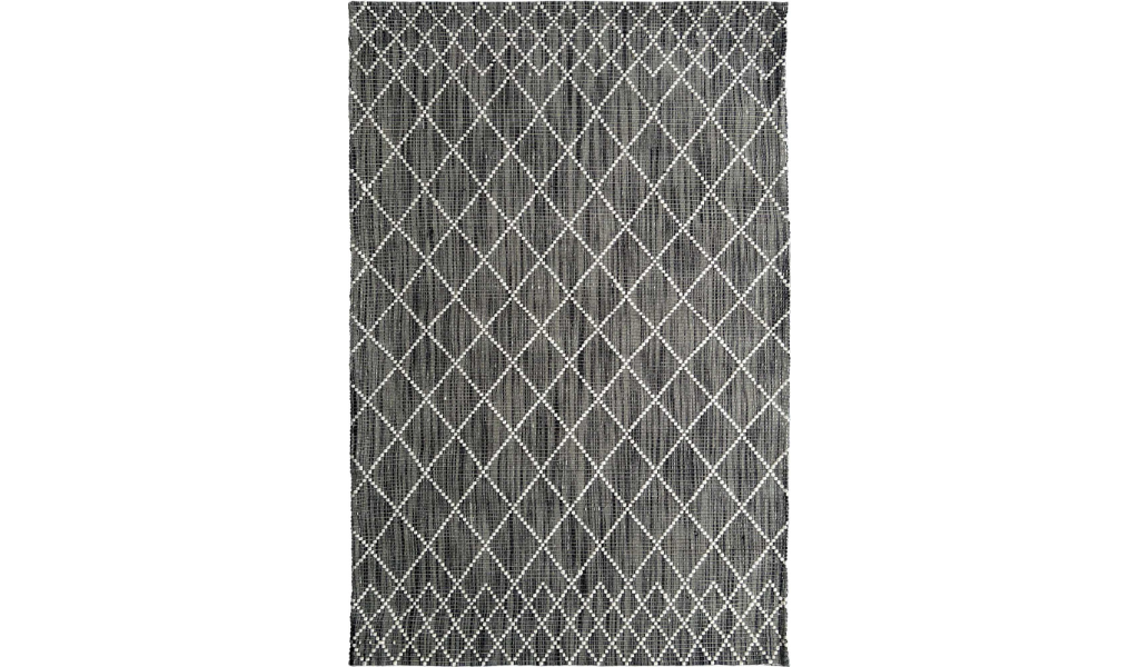 Clare Dark Grey Diamond Lattice Wool Rug