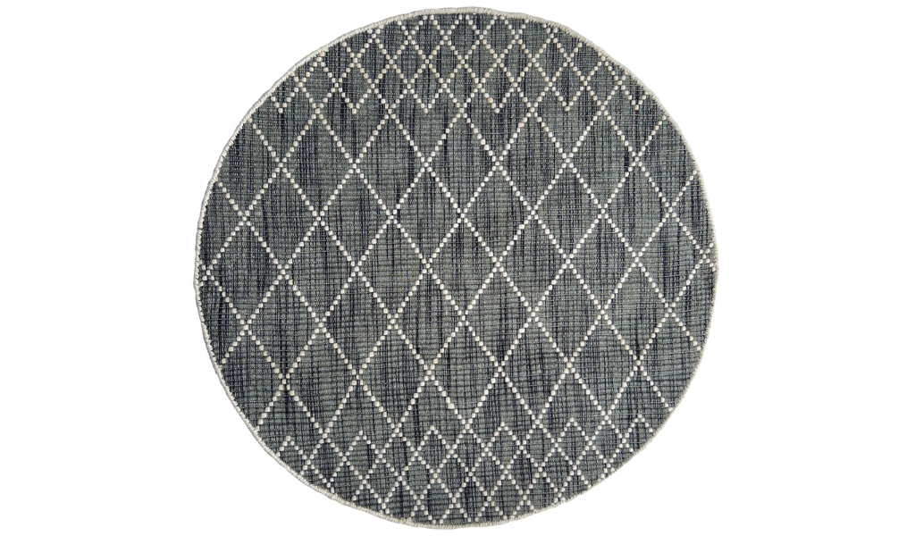 Clare Dark Grey Diamond Lattice Wool Rug