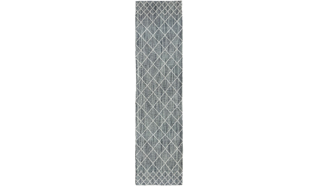 Clare Dark Grey Diamond Lattice Wool Rug