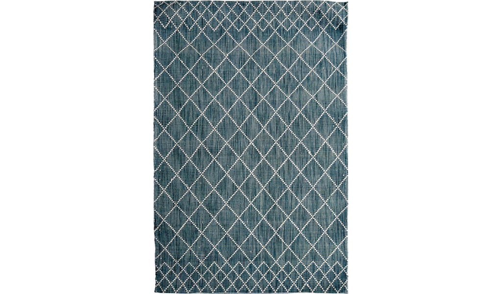 Clare Teal Diamond Lattice Wool Rug