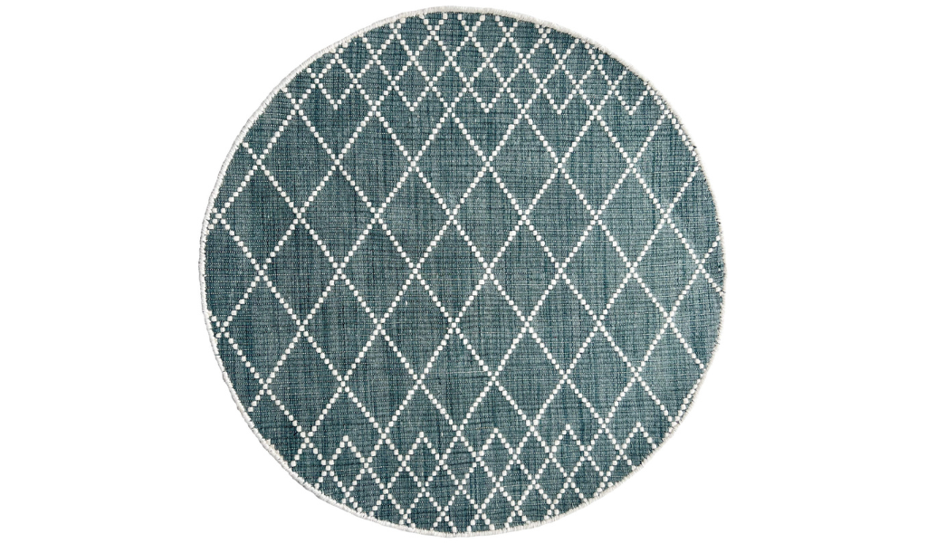 Clare Teal Diamond Lattice Wool Rug