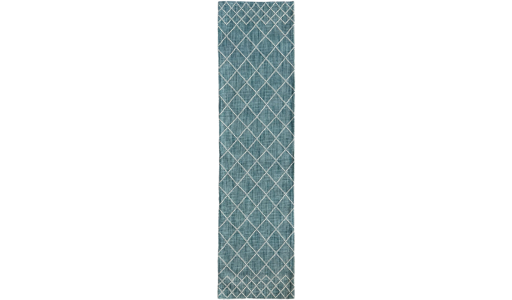 Clare Teal Diamond Lattice Wool Rug