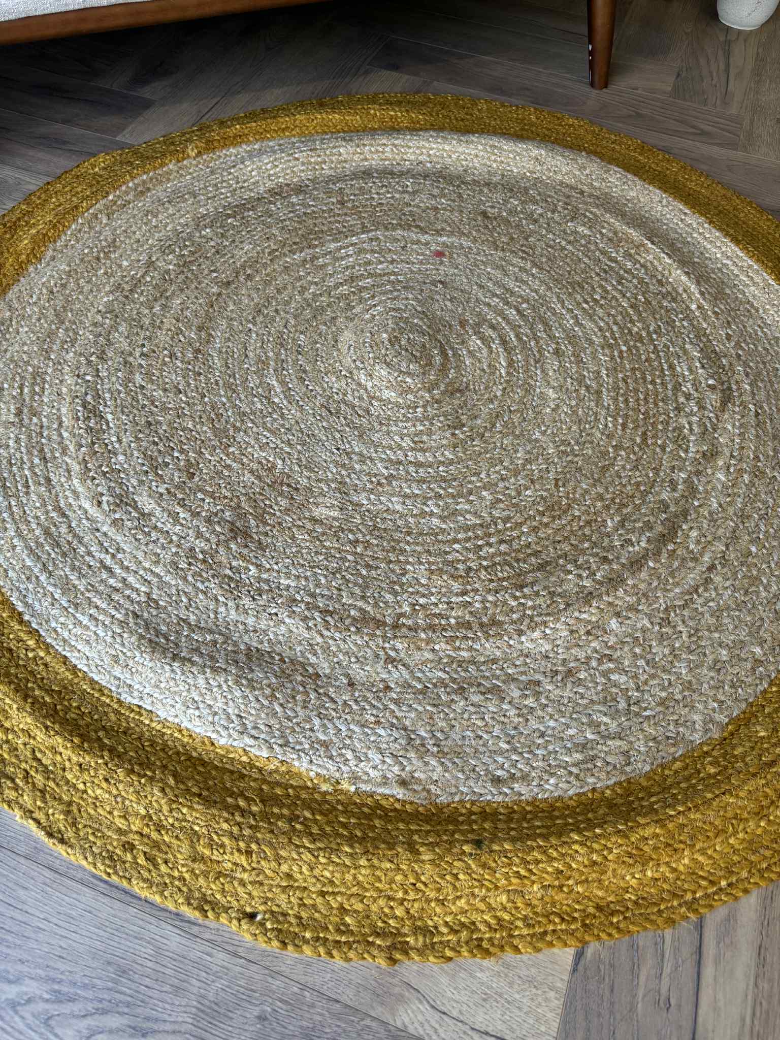 Braided Jute circle mustard rug 130cm