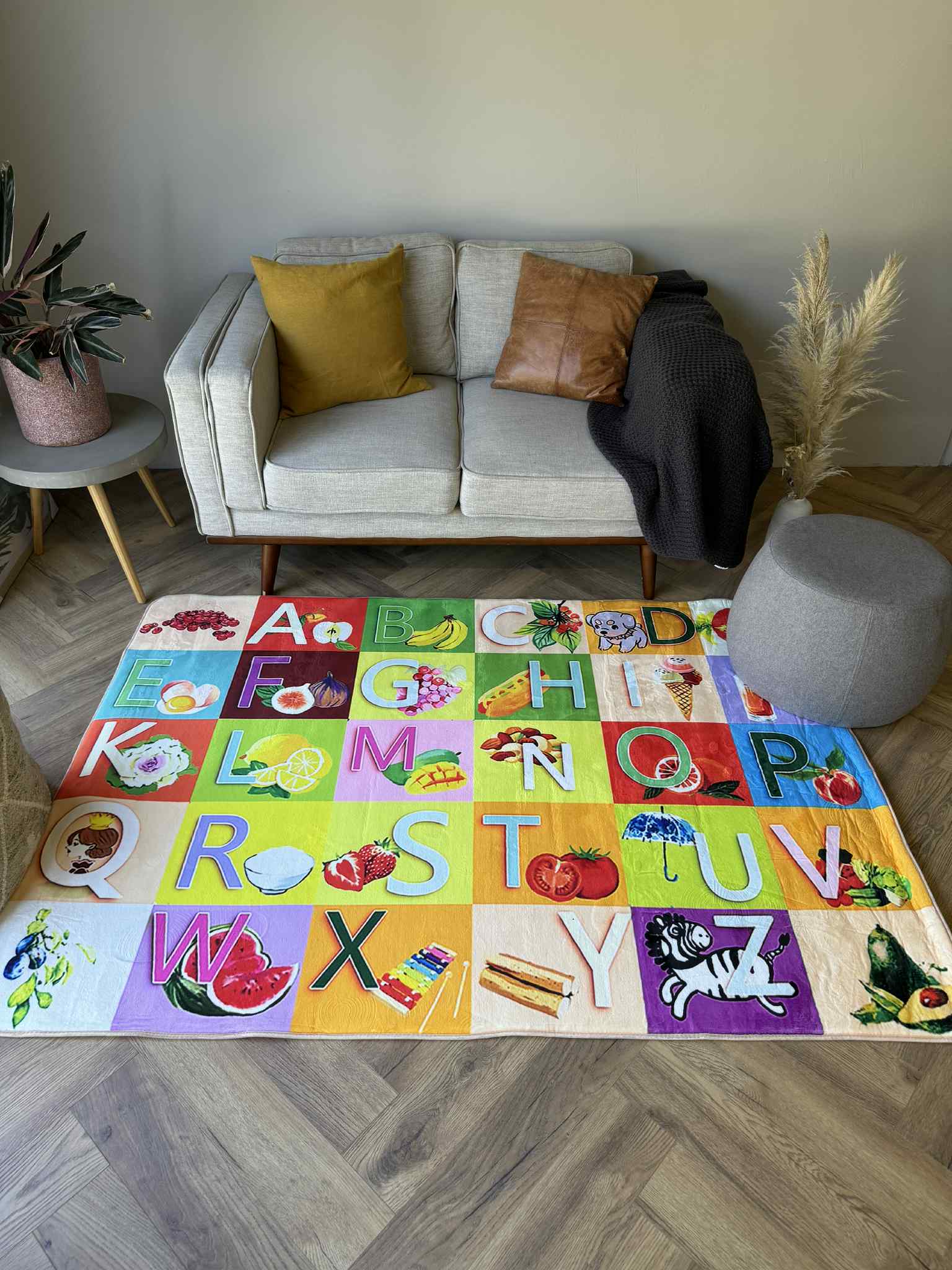 ABC Fruits & Fun Kids Alphabet Rug – Learn the ABCs in Colourful Style