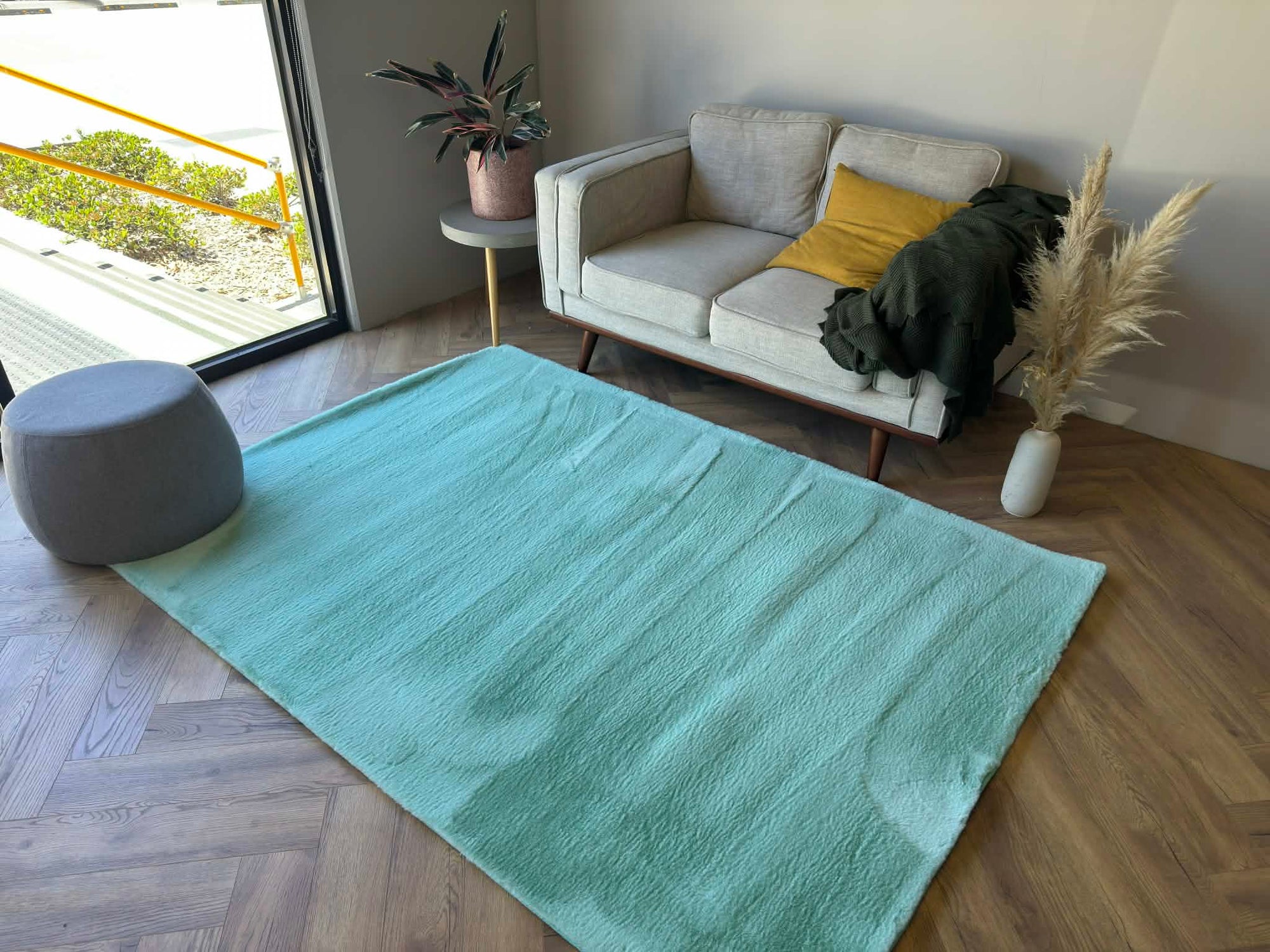 Faux Fur Turquoise soft shaggy floor rug